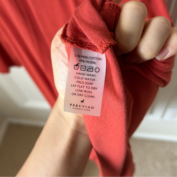 Peruvian Connection Orange 3/4 Sleeve Tunic XL Extra Large Autumn Fall Pumpkin - Picture 6 of 7